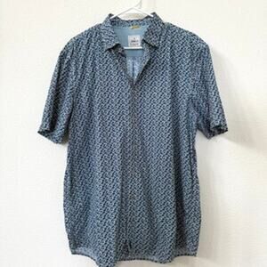 johnnie-O Hangin Out Bento Shirt Blue Print Performance Stretch XL Preppy Casual